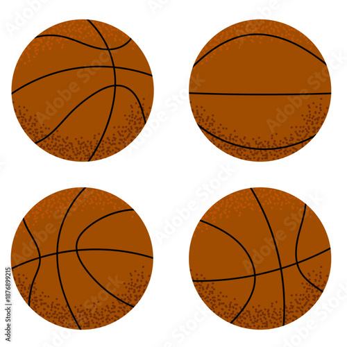 Basketball ball set in different angles. Sport illustration perfect for basketball training, school sports design, fitness posters and athletic branding.