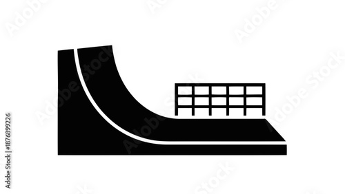 Vector illustration of a minimalist skatepark ramp quarter pipe, an urban extreme sports concept on transparent background