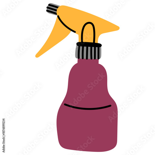 Flat vector spray bottle icon for cleaning and gardening. Simple illustration ideal for household, eco cleaning products, home care and hygiene design.