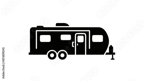 Vector illustration of a classic travel trailer camper vehicle, isolated on transparent background, for adventures
