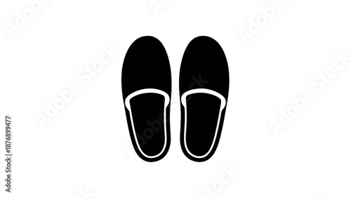 Vector illustration of a pair of black indoor slippers, perfect for home comfort, on transparent background