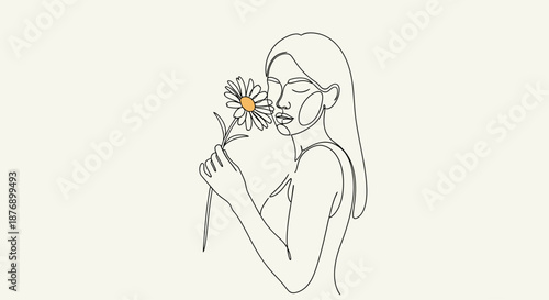 Woman Smelling a Dandelion Flower Closeup.