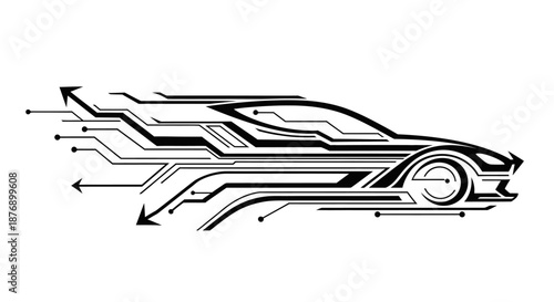 Futuristic Car Design with Airflow Illustration.