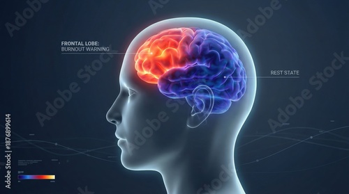 Mind's Eye: A detailed visualization of the human brain, showcasing distinct regions with vibrant colors and labeling the frontal lobe.