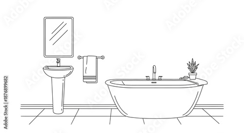Bathroom Fixtures and Accessories Illustration.