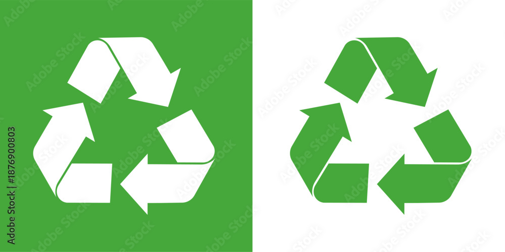 Obraz premium Recycling Symbol Vector, Eco Friendly Mobius Loop in Green and White for Product Packaging, UI Icons and Environmental Signage