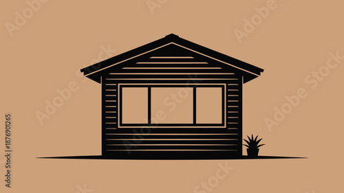 Cozy little house with plant in front