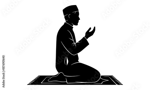 A reverent silhouette of an individual kneeling in prayer, embodying the essence of faith and spiritual connection.