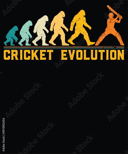 Cricket Evolution Human Progress Silhouette Vector Illustration