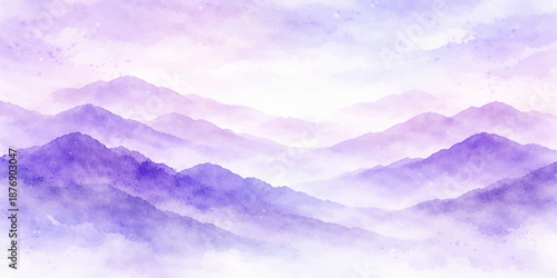 A beautiful summer landscape of fluffy white clouds in a blue sky over mountains and mountain peaks during a bright day at sunset