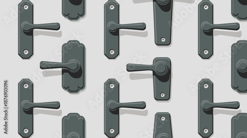 Various door handles on a light gray background