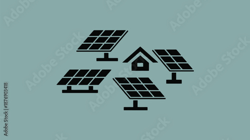 Solar panels surrounding a house for renewable energy solutions