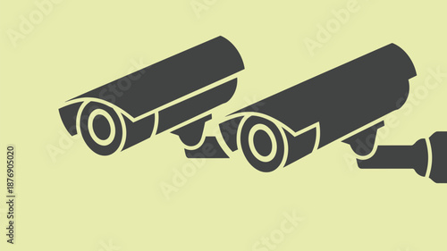 Modern security cameras watching over a protected area at night