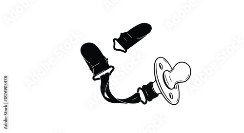 Broken pacifier with detached nipple, symbolizing distress or weaning