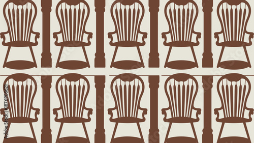 Vintage armchairs in elegant brown pattern on beige background
