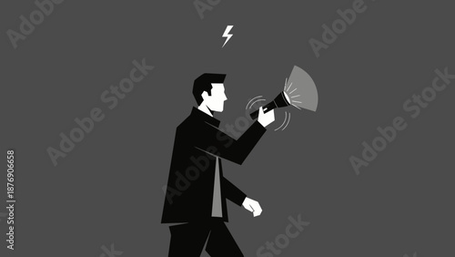 Man Holding A Flashlight Experiencing Bright Idea Or Moment Of Inspiration