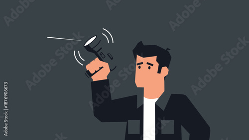 Man Holds Flashlight Illuminating Darkness In A Night Environment Exploring Places