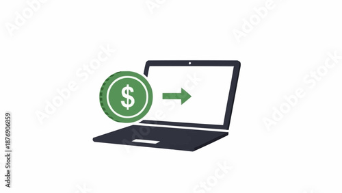 Laptop with dollar sign transfer.