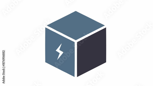 Electricity cube with lightning symbol.