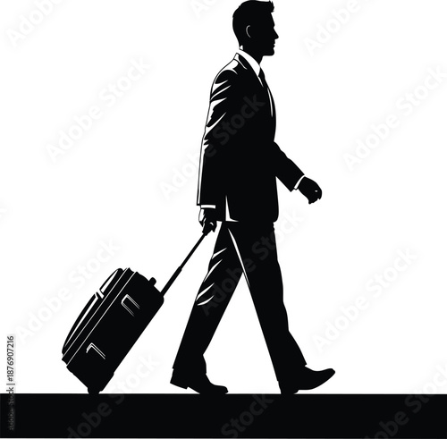 silhouette of a man with a suitcase