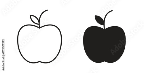 Apple icons vector symbol with editable stroke and flat versions