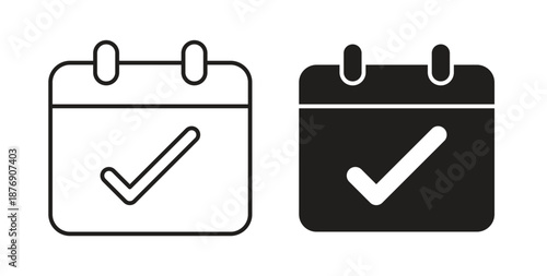 Appointment icons vector symbol with editable stroke and flat versions