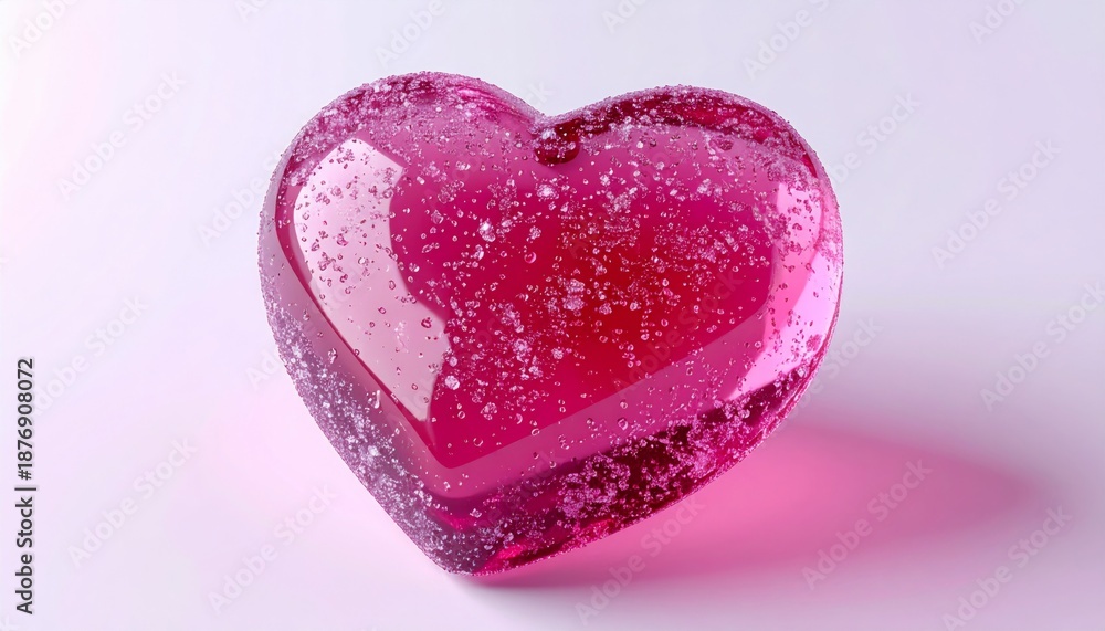 Fototapeta premium Close-up of Pink Heart Shaped Candy on a Light Background