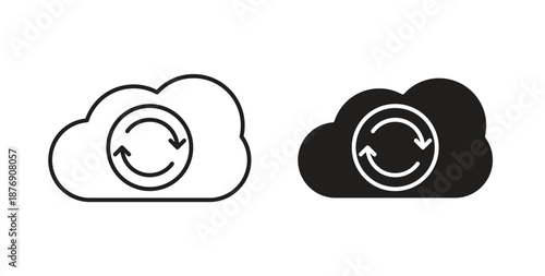 Backup icons vector symbol with editable stroke and flat versions