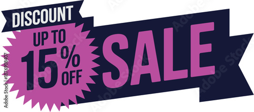 Sale 15% discount label design with modern badge style and clean background