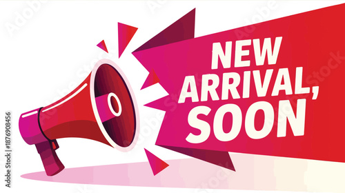 New arrival  soon marketing post design featuring clean background and trendy style