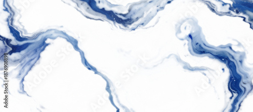 Blue Marble Abstract Fluid Art With White Space And Soft Oceanic Swirls For Design.