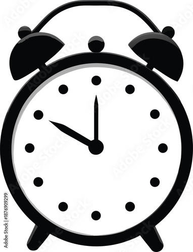 black alarm clock flat vector icon isolated on white background
