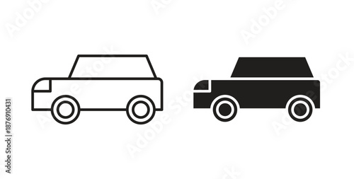 Car icons vector symbol with editable stroke and flat versions