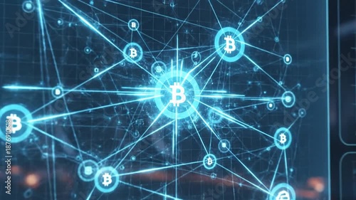 Digital network and financial charts