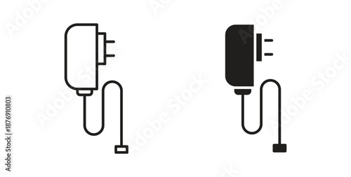 Charger icons vector symbol with editable stroke and flat versions