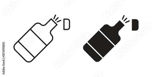 Champagne bottle icons vector symbol with editable stroke and flat versions