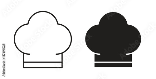 Chef hat icons vector symbol with editable stroke and flat versions