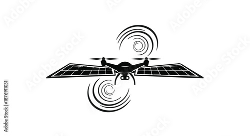 Futuristic drone with solar wings in motion
