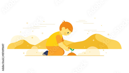 Young Planter Nurturing New Life Symbolizing Growth And Environmental Stewardship