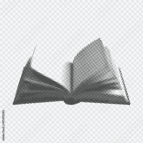 Open book halftone effect vector illustration on transparent background
