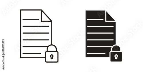 Confidential icons vector symbol with editable stroke and flat versions