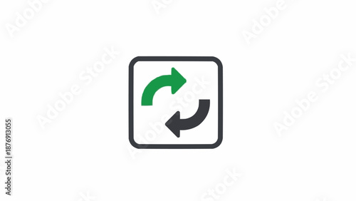 Green and black curved arrows icon.