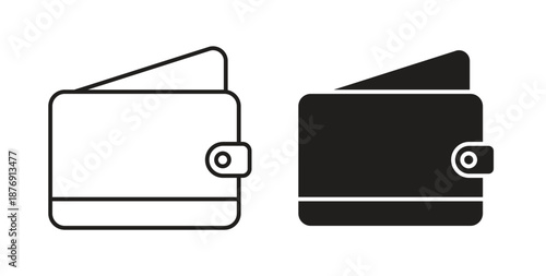 Cryptocurrency wallet icons vector symbol with editable stroke and flat versions