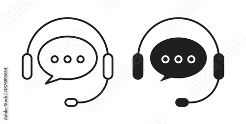 Customer service icons vector symbol with editable stroke and flat versions