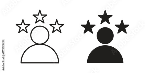 Customer satisfaction icons vector symbol with editable stroke and flat versions