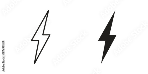 Electricity icons vector symbol with editable stroke and flat versions