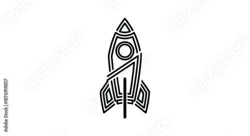 Abstract geometric rocket ship illustration symbolizing space exploration and innovation