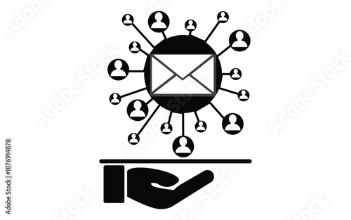 Email marketing network icon message distribution audience outreach