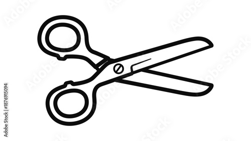 Minimalist black and white scissors drawing for craft projects