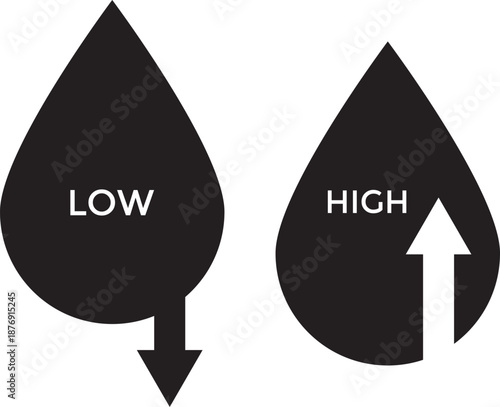 Low and high cholesterol icon symbol. cholesterol icon with Low and high in Line Art Style for Design collection